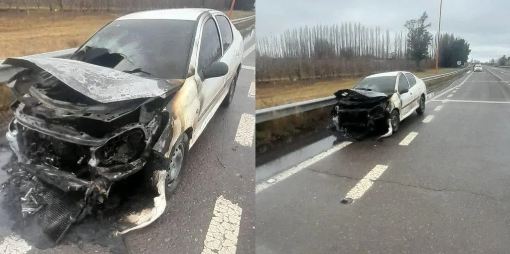 Un vehículo se incendió en la Ruta Nacional 22 y la conductora pudo salir sin heridas