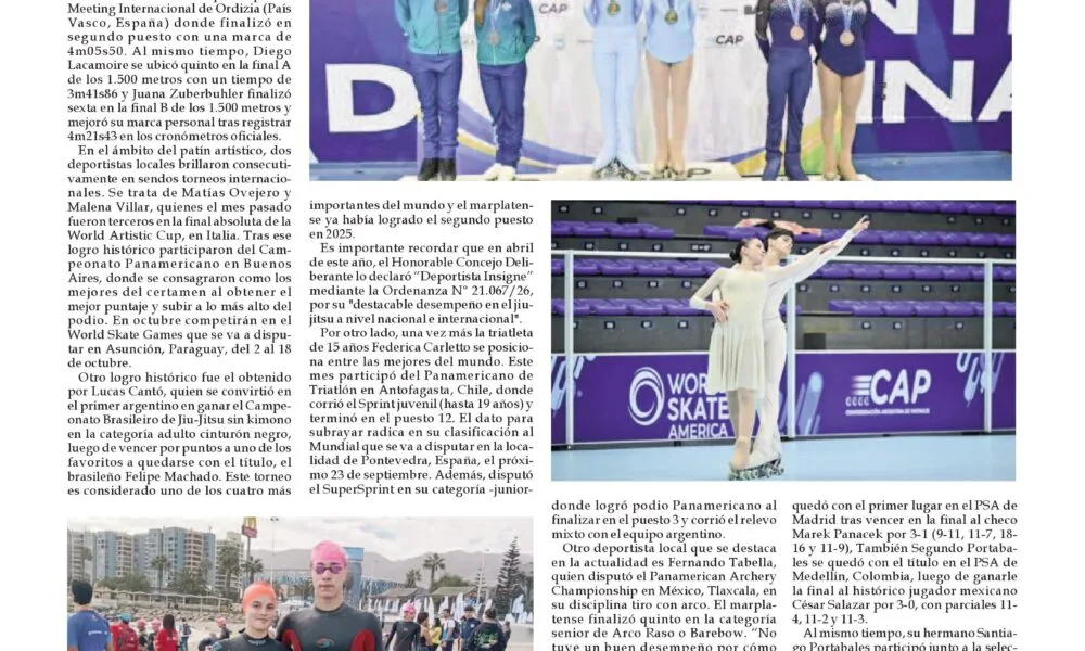 Destacada actuación de deportistas locales en competencias internacionales de atletismo, patín y jiujitsu